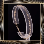 B387 Złota bransoletka. Fasetowane ogniw. Ankier. 585