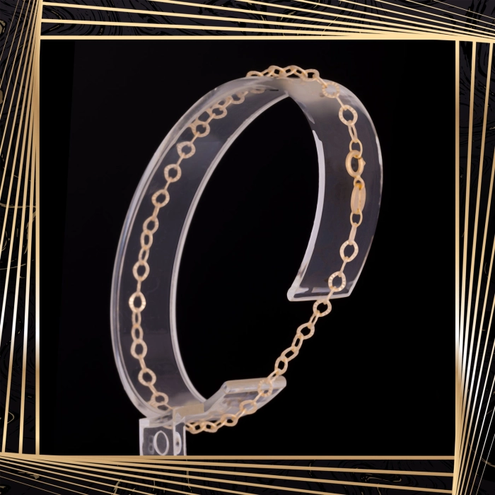 B387 Złota bransoletka. Fasetowane ogniw. Ankier. 585