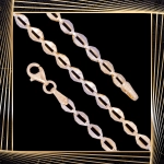 B388 Złota bransoletka. Dwukolorowe łezki. 585