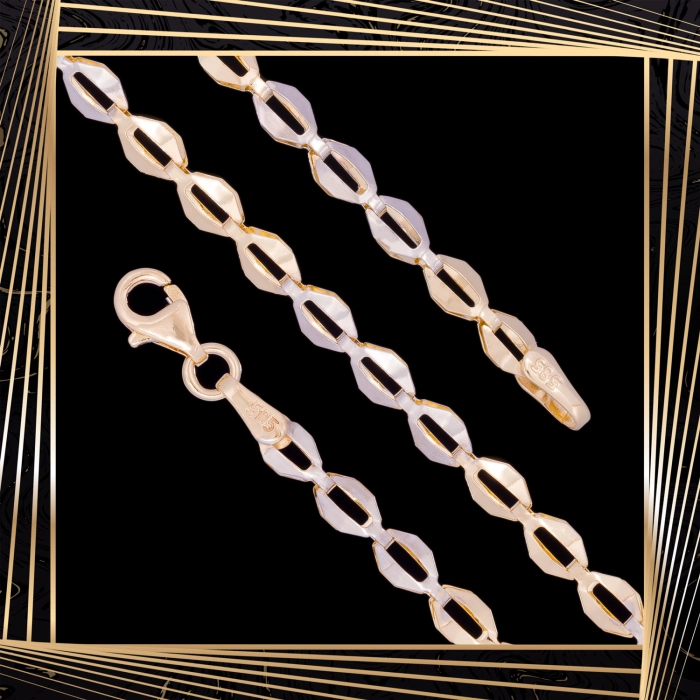 B388 Złota bransoletka. Dwukolorowe łezki. 585