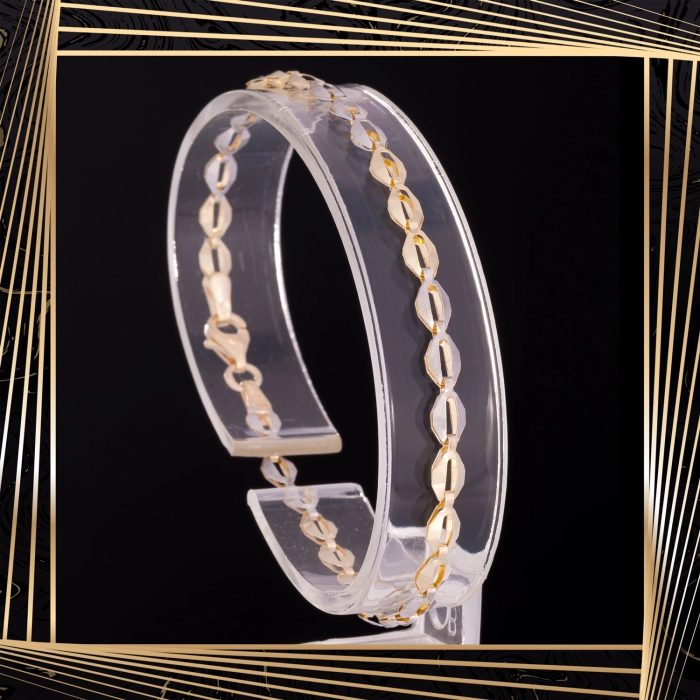 B388 Złota bransoletka. Dwukolorowe łezki. 585