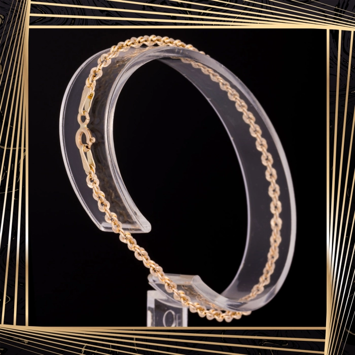 B389 Złota bransoletka. Kordel. 585