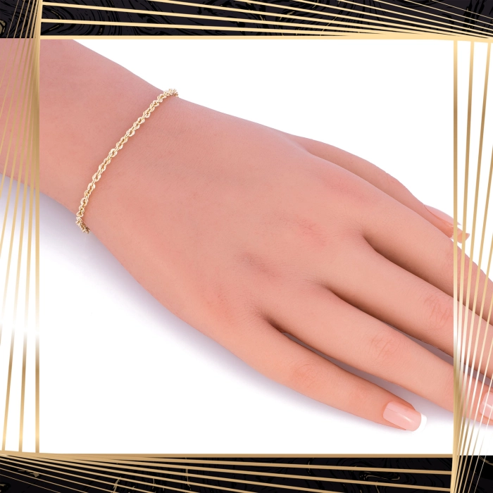 B389 Złota bransoletka. Kordel. 585