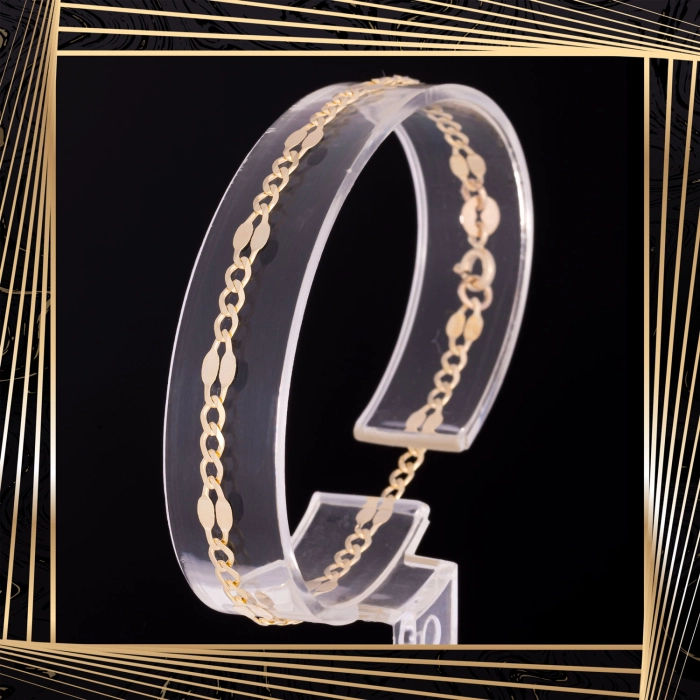 B390 Złota bransoletka. Figaro. 585