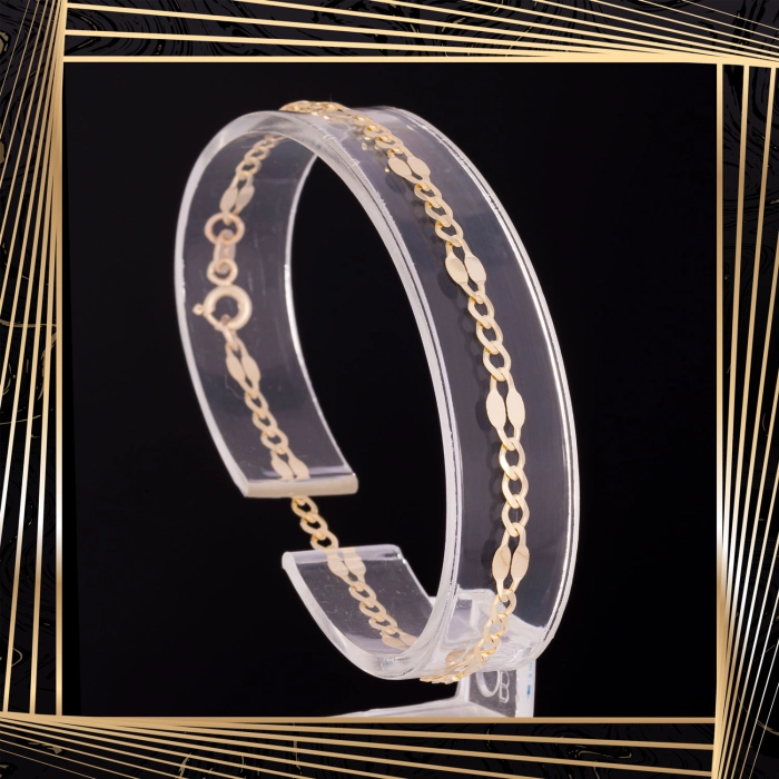 B390 Złota bransoletka. Figaro. 585