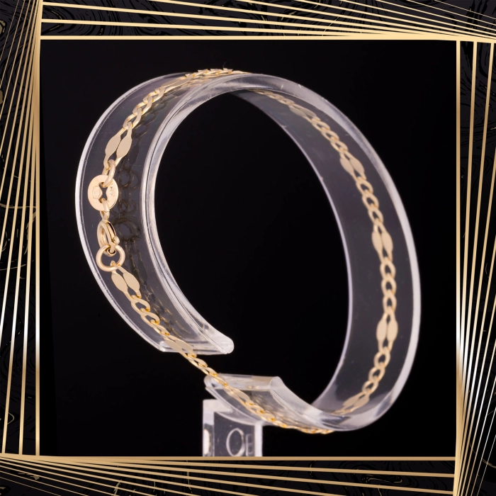 B390 Złota bransoletka. Figaro. 585