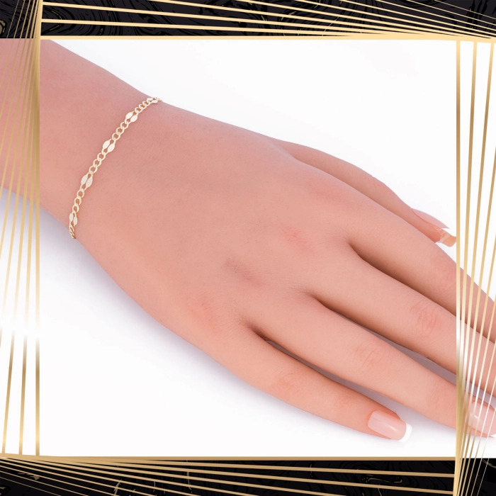 B390 Złota bransoletka. Figaro. 585