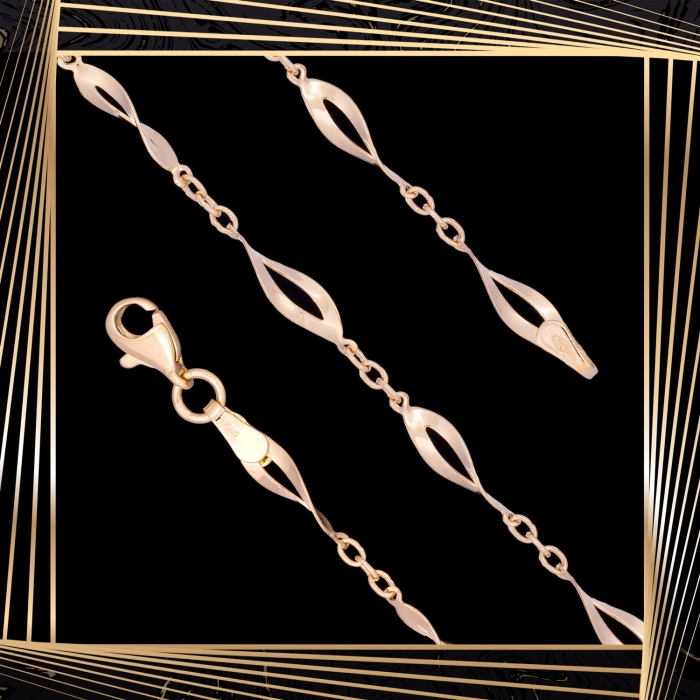 B392 Złota bransoletka. Skręcone łezki. Świderki. 585