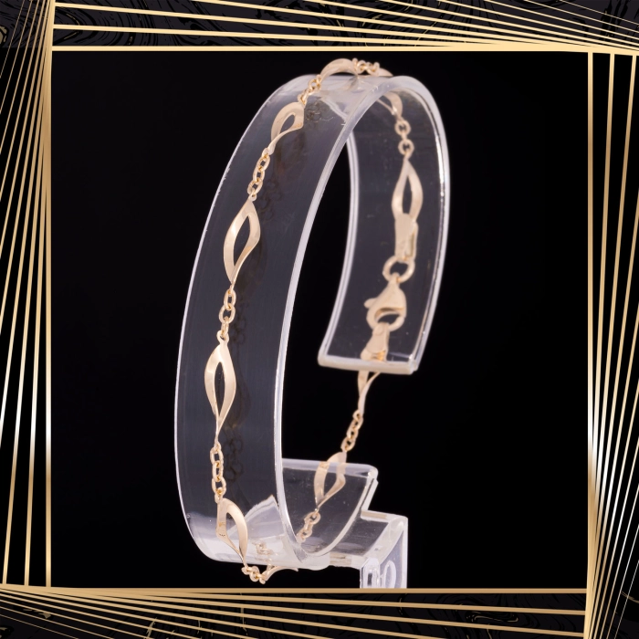 B392 Złota bransoletka. Skręcone łezki. Świderki. 585