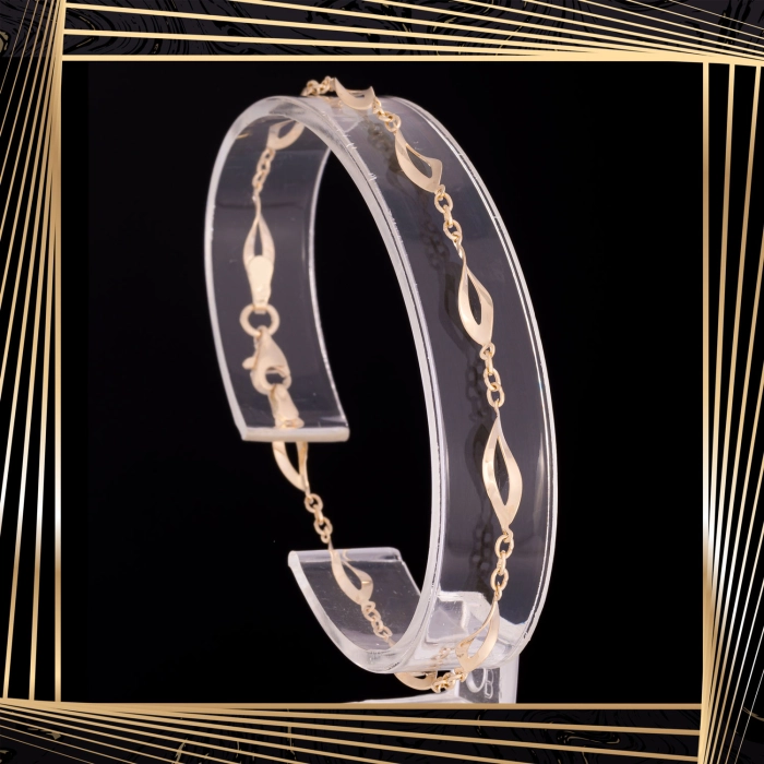 B392 Złota bransoletka. Skręcone łezki. Świderki. 585