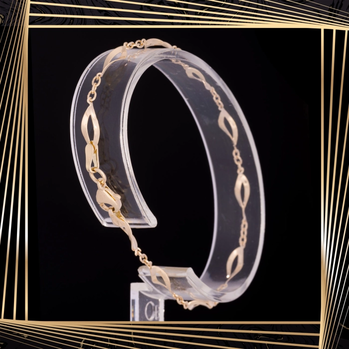 B392 Złota bransoletka. Skręcone łezki. Świderki. 585