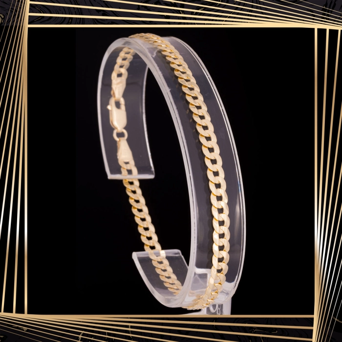 B393 Złota bransoletka. Pancerka. 585