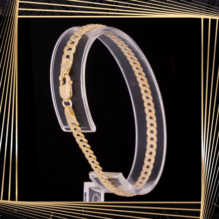 B393 Złota bransoletka. Pancerka. 585