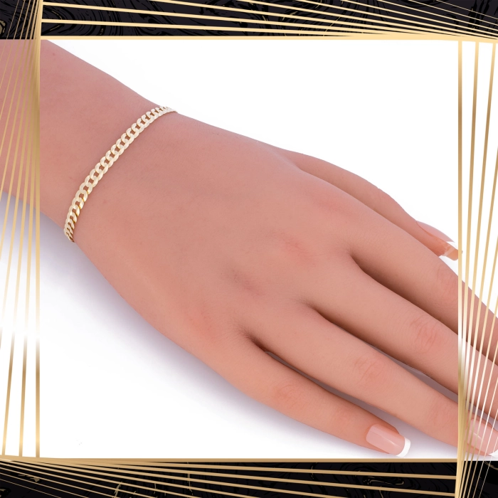 B393 Złota bransoletka. Pancerka. 585