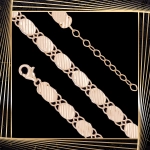 B395 Złota bransoletka. Diamentowane talerzyki. 585