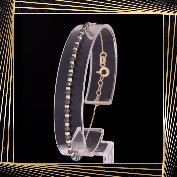 B397 Złota bransoletka. Koralikowa. 585