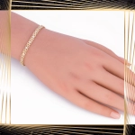 B398 Złota bransoletka. Ażurowe elementy z cyrkoniami. 585