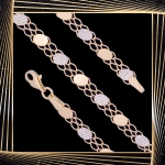 B399 Złota bransoletka. Diamentowane talerzyki. 585