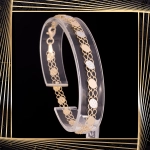 B399 Złota bransoletka. Diamentowane talerzyki. 585