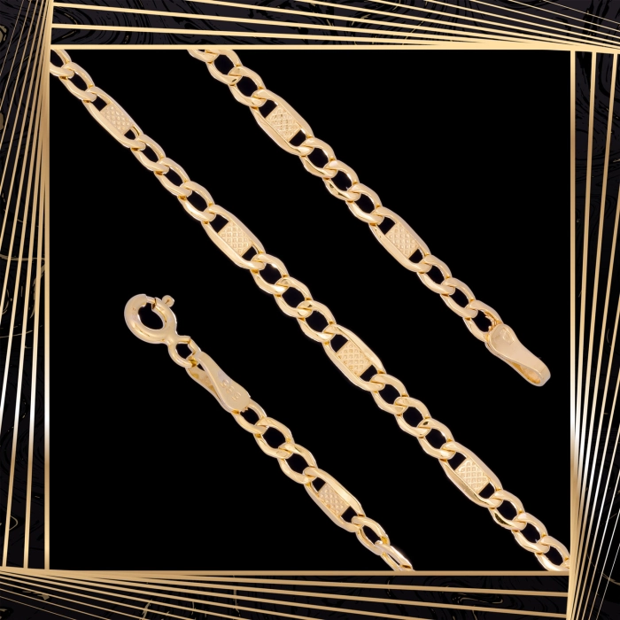 B400 Złota bransoletka. Figaro. 585