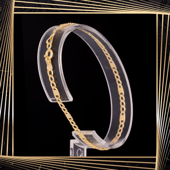 B400 Złota bransoletka. Figaro. 585