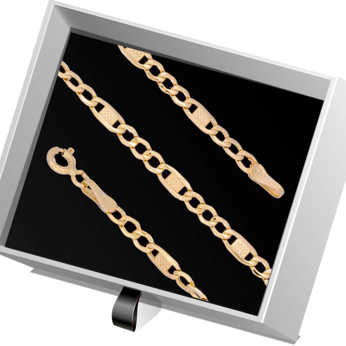 B400 Złota bransoletka. Figaro. 585