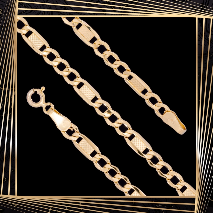 B401 Złota bransoletka. Figaro. 585