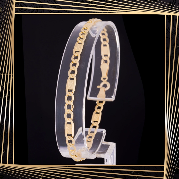 B401 Złota bransoletka. Figaro. 585