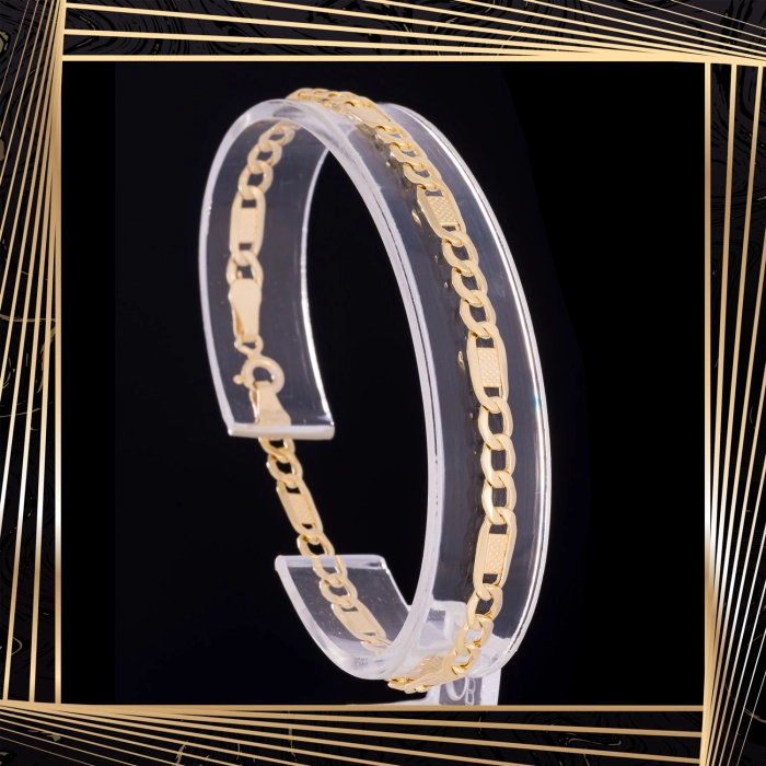 B401 Złota bransoletka. Figaro. 585