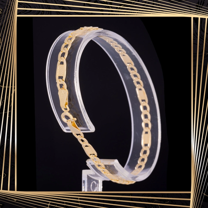 B401 Złota bransoletka. Figaro. 585