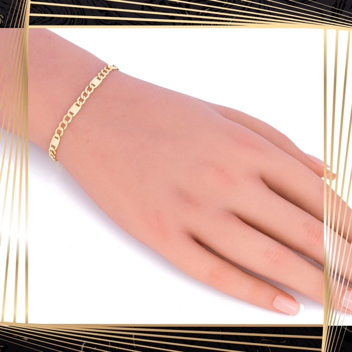 B401 Złota bransoletka. Figaro. 585