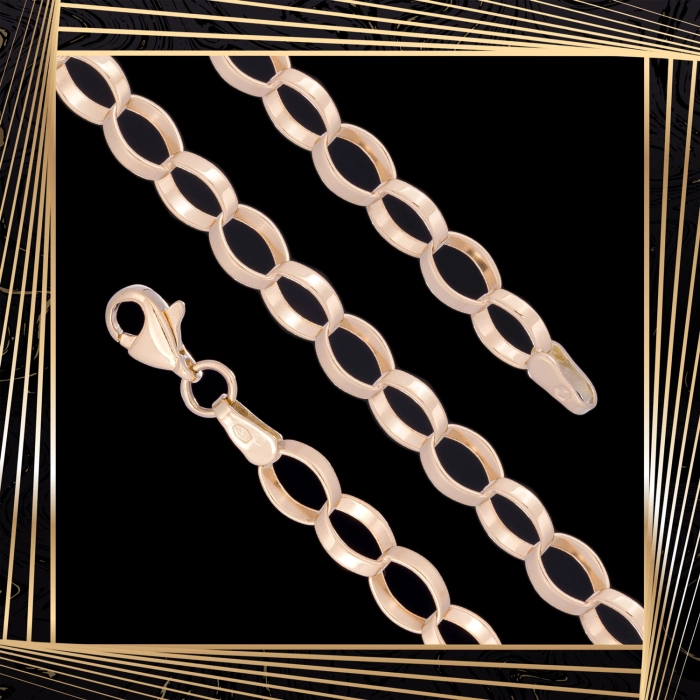 B405 Złota bransoletka. Elementy owalne w stylu ankier. 585