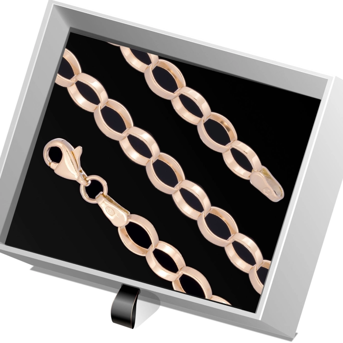 B405 Złota bransoletka. Elementy owalne w stylu ankier. 585