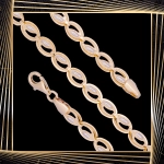 B406 Złota bransoletka. Dwukolorowe elementy. 585