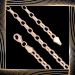 B407 Złota bransoletka. Elementy owalne w stylu ankier. 585