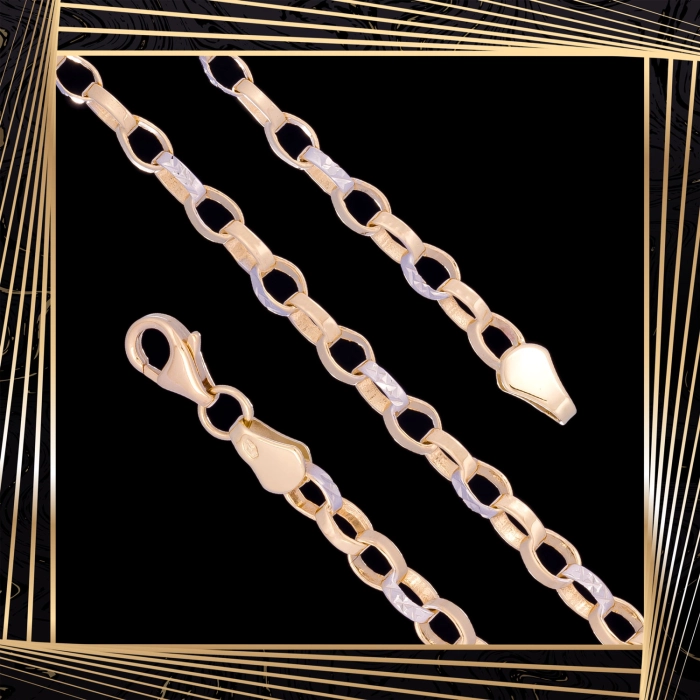 B407 Złota bransoletka. Elementy owalne w stylu ankier. 585