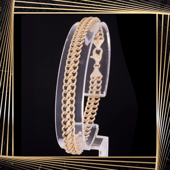 B410 Złota bransoletka. Plecionka ze skręconych ogniwek. 585