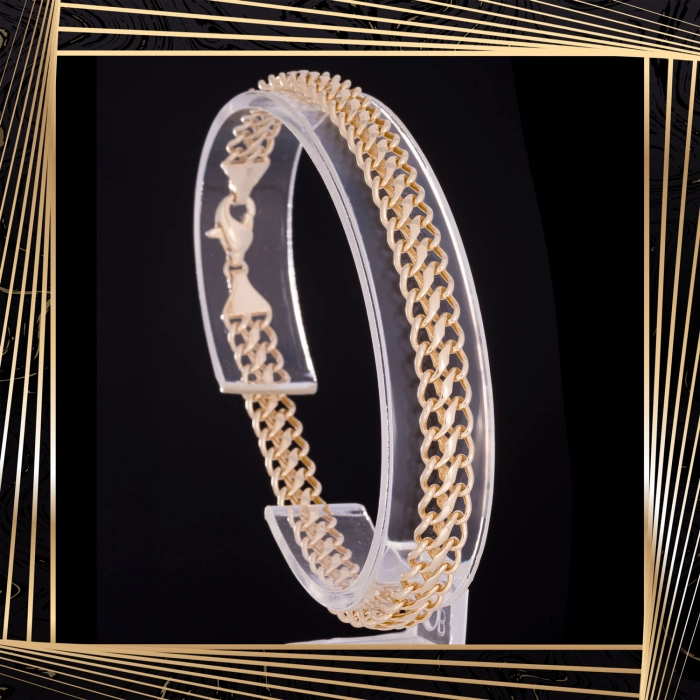 B410 Złota bransoletka. Plecionka ze skręconych ogniwek. 585