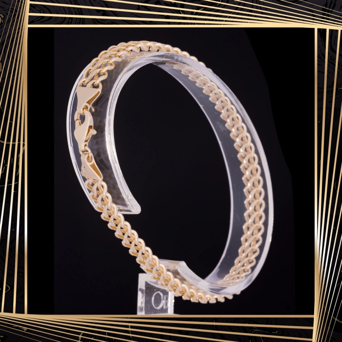 B410 Złota bransoletka. Plecionka ze skręconych ogniwek. 585