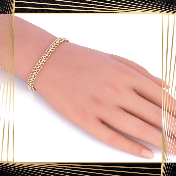 B410 Złota bransoletka. Plecionka ze skręconych ogniwek. 585