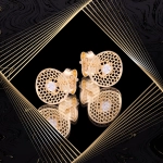 K1653 Złote kolczyki. Ażurowe talerzyki z cyrkoniami. 585