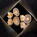 K1653 Złote kolczyki. Ażurowe talerzyki z cyrkoniami. 585