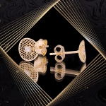 K1653 Złote kolczyki. Ażurowe talerzyki z cyrkoniami. 585