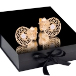 K1653 Złote kolczyki. Ażurowe talerzyki z cyrkoniami. 585