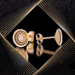 K1654 Złote kolczyki. Ażurowe talerzyki z cyrkoniami. 585