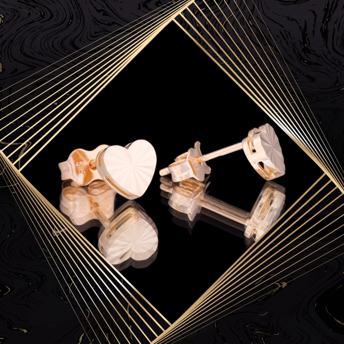 K1655 Złote kolczyki. Złote malutkie serduszka. 585