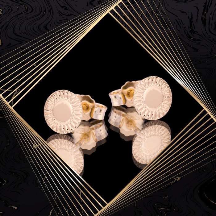 K1656 Złote kolczyki. Złote talarki z fasetowanym rantem. 585