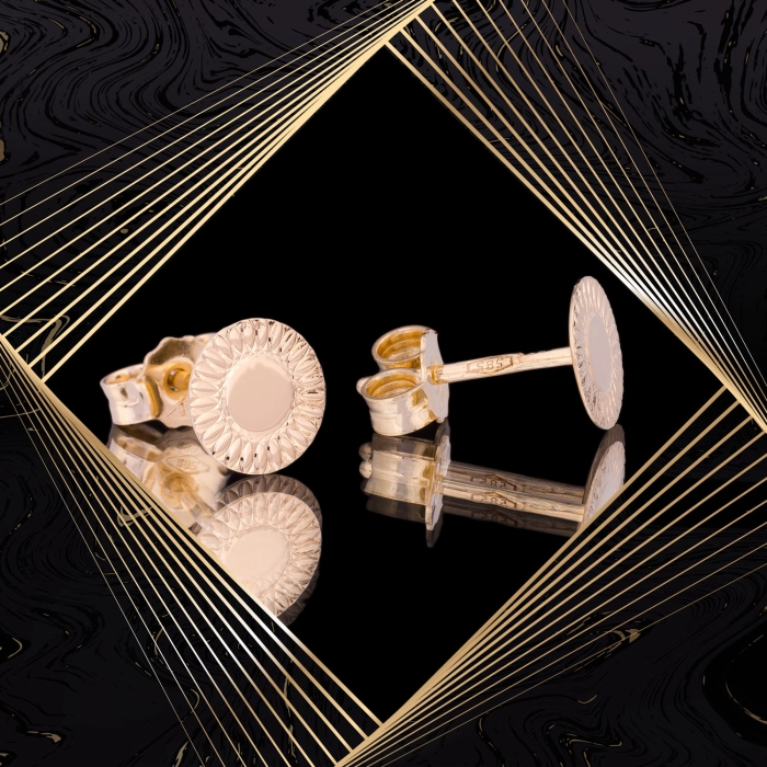 K1656 Złote kolczyki. Złote talarki z fasetowanym rantem. 585