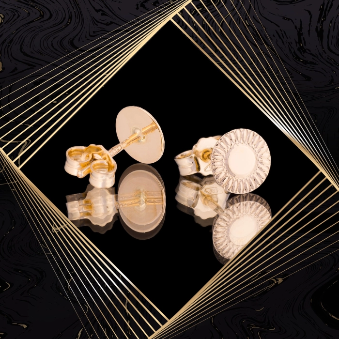 K1656 Złote kolczyki. Złote talarki z fasetowanym rantem. 585