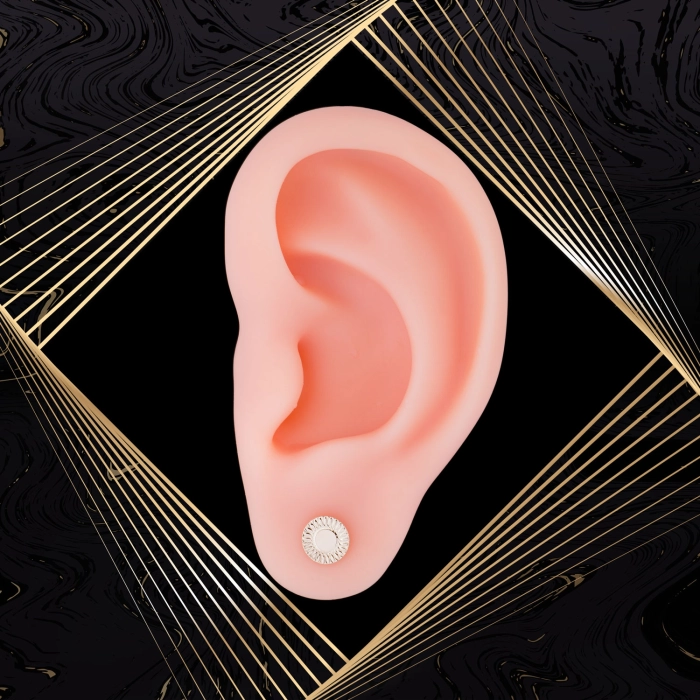 K1656 Złote kolczyki. Złote talarki z fasetowanym rantem. 585